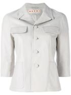 Marni - Button-up Jacket - Women - Silk/lamb Skin - 40, Women's, Grey, Silk/lamb Skin