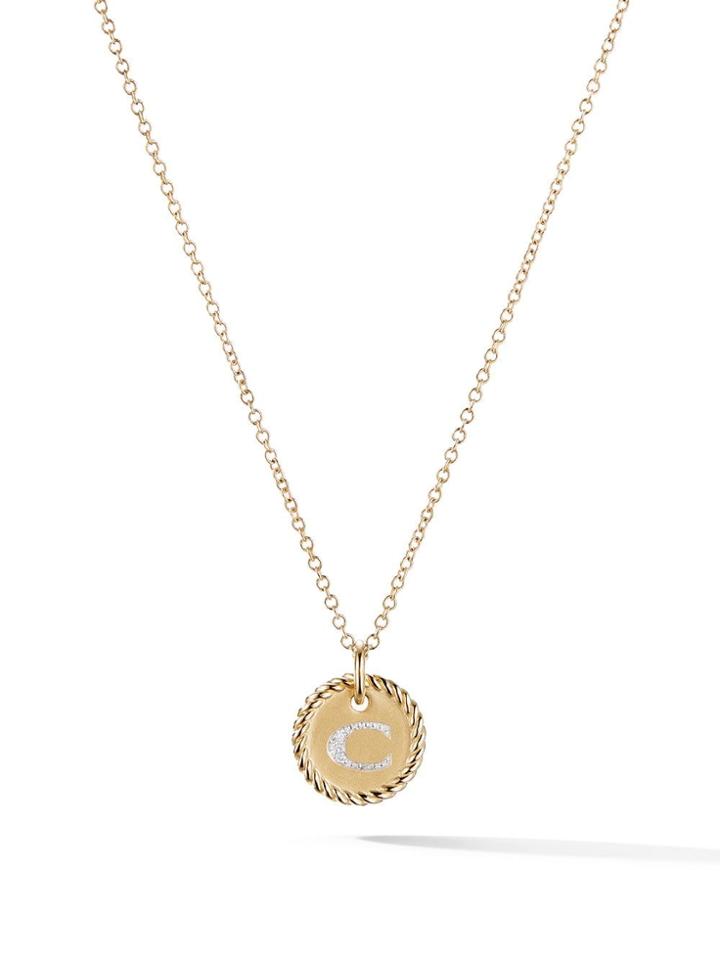 David Yurman 18kt Yellow Gold Cable Collectibles Diamond C Initial