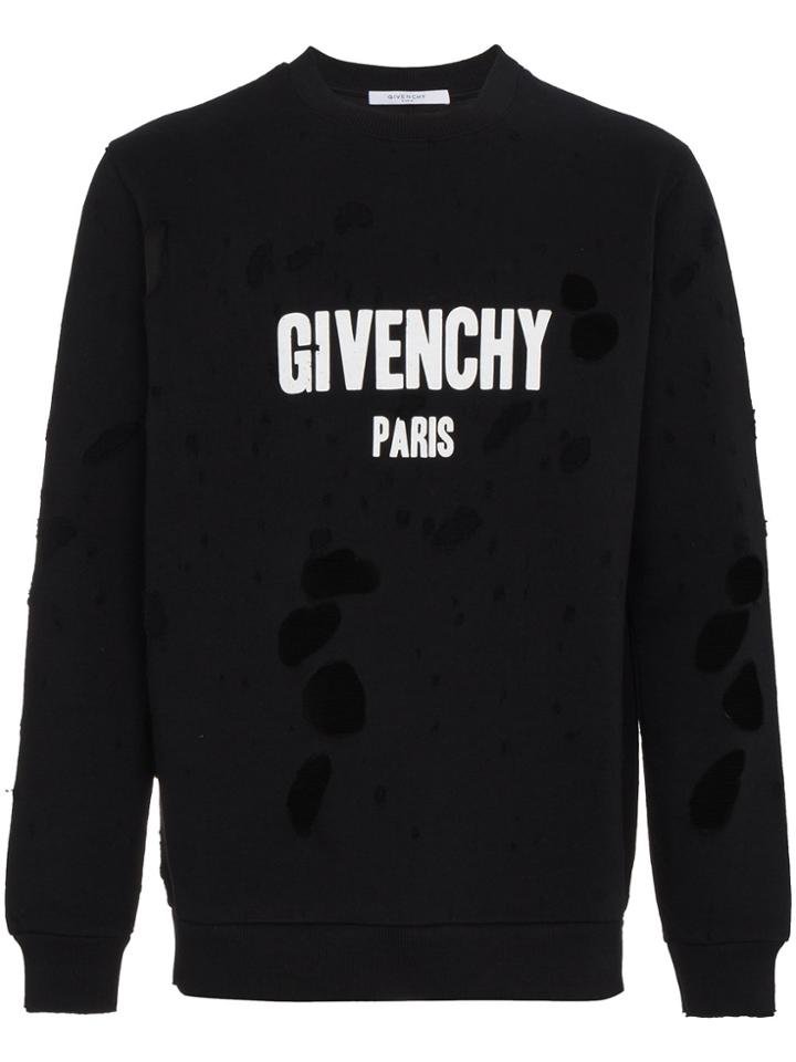Givenchy Black Logo Distressed Sweatshirt