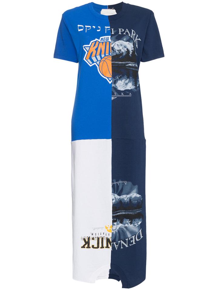 Conner Ives Blue And White Reconstructed T Shirt Dress