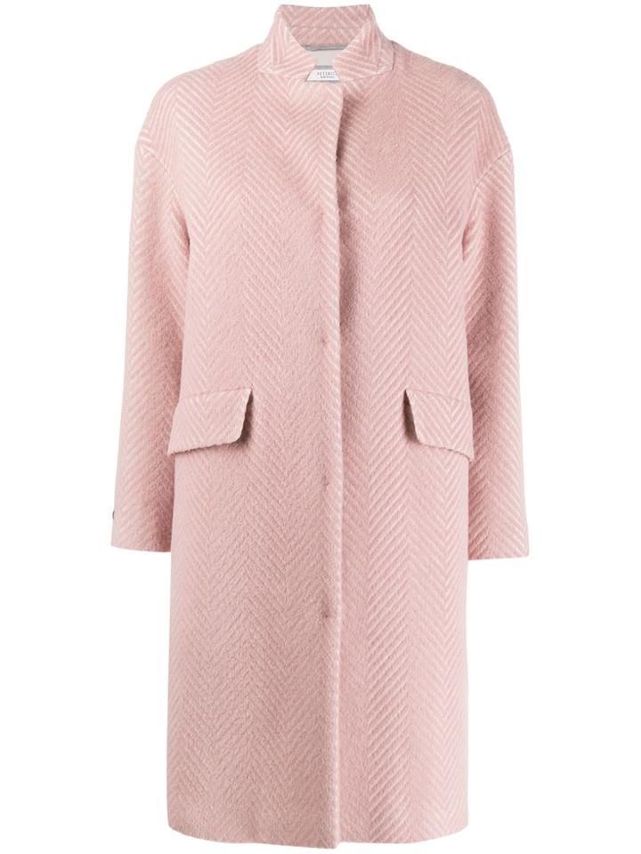 Peserico Chevron Print Single-breasted Coat - Pink