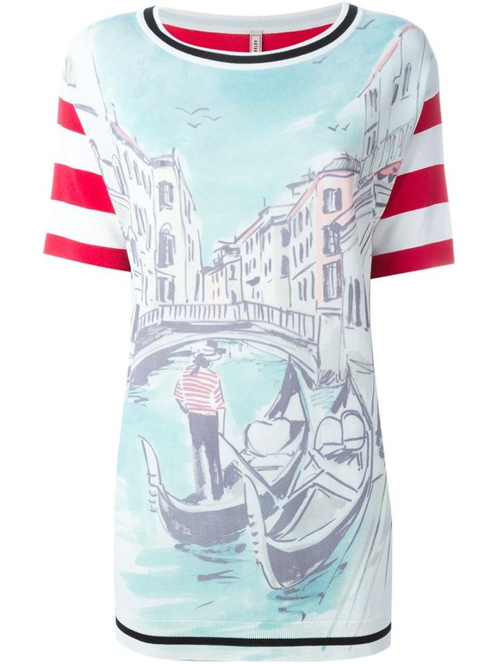 Antonio Marras Venice Motif Shortsleeved Knit Top, Women's, Size: S, Viscose/polyamide/polyester