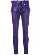 Unravel Project Skinny Biker Trousers - Pink & Purple
