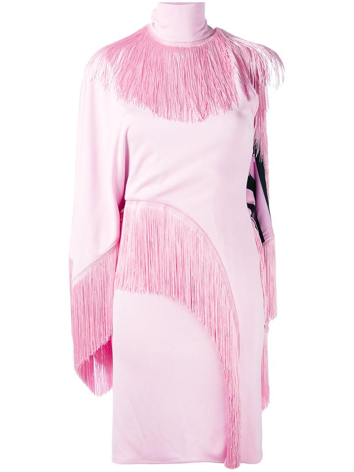 Givenchy - Asymmetric Tassel Dress - Women - Silk/acetate/viscose - 36, Pink/purple, Silk/acetate/viscose