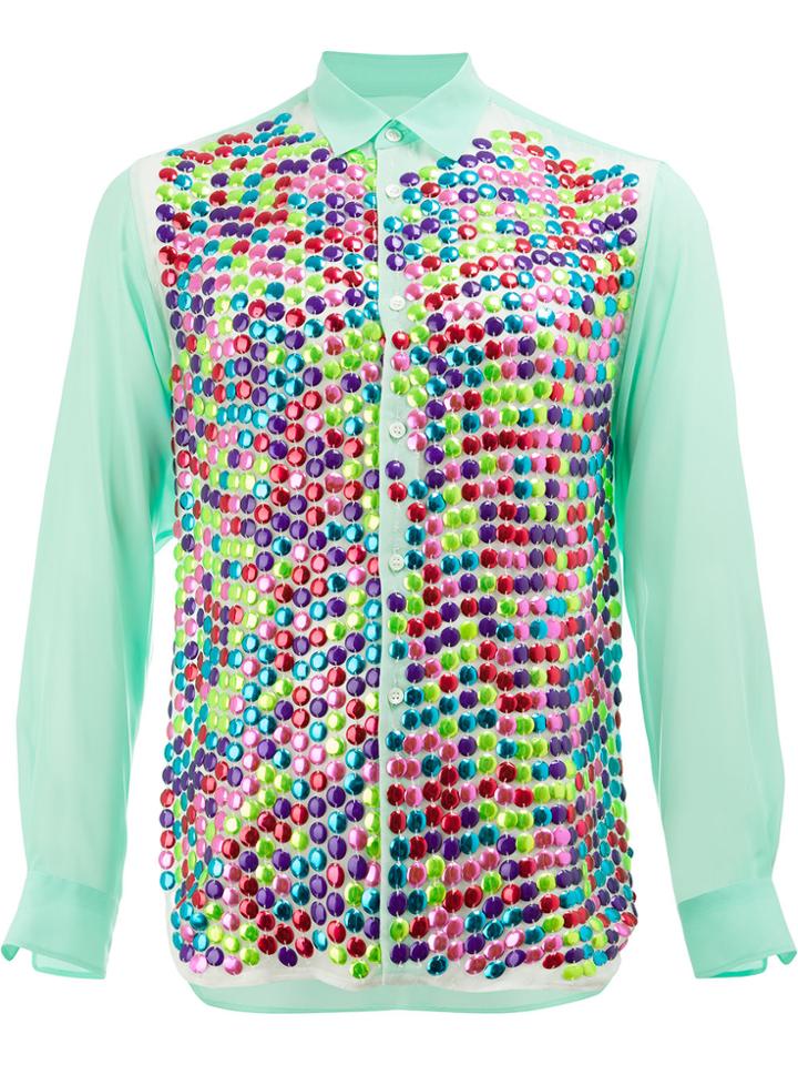 Comme Des Garçons Homme Plus Embellished Paillette Shirt - Green