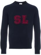 Saint Laurent Logo Cashmere Sweater - Blue