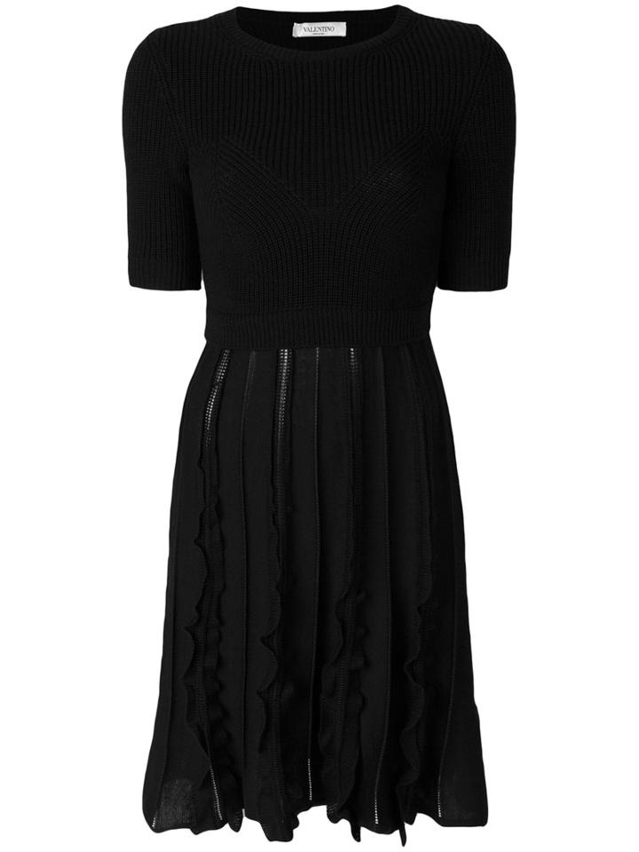 Valentino - Kniited Midi Dress - Women - Virgin Wool - M, Black, Virgin Wool