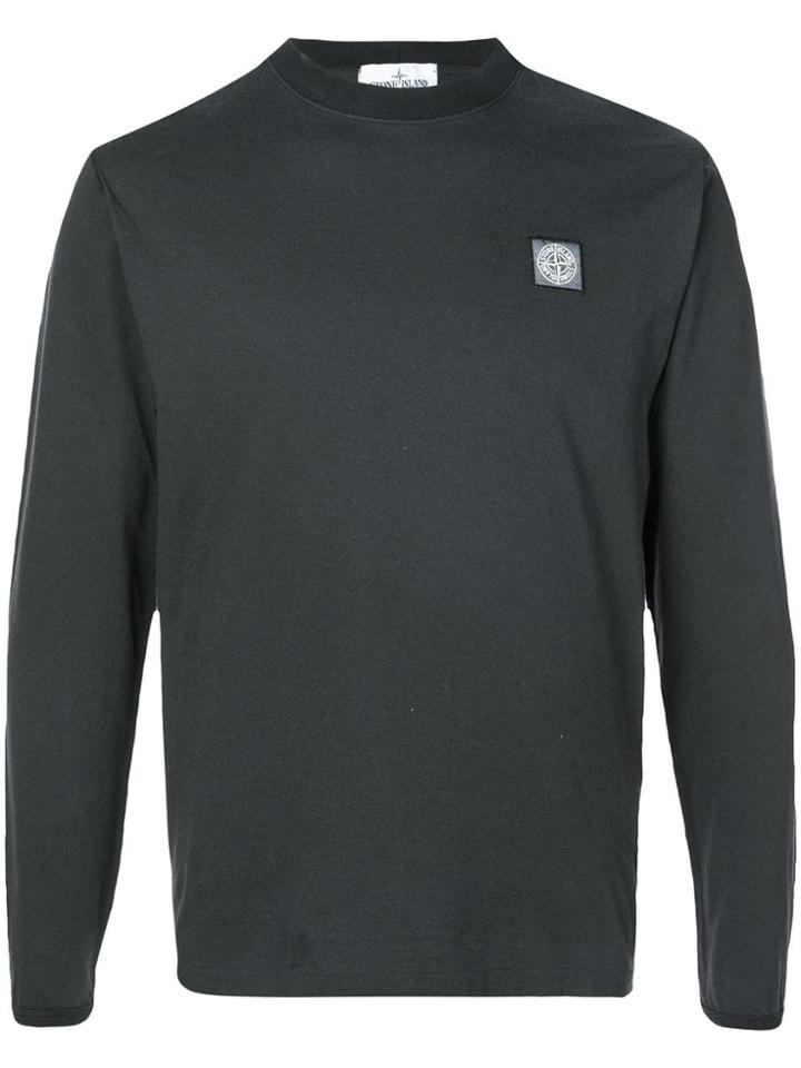 Stone Island Long Sleeve Logo Top - Black