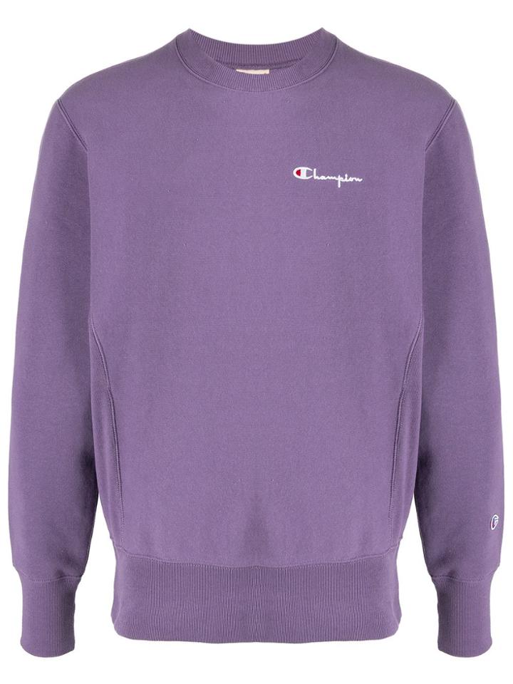 Champion Small Script Crewneck Sweatshirt - Purple