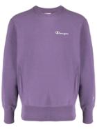 Champion Small Script Crewneck Sweatshirt - Purple