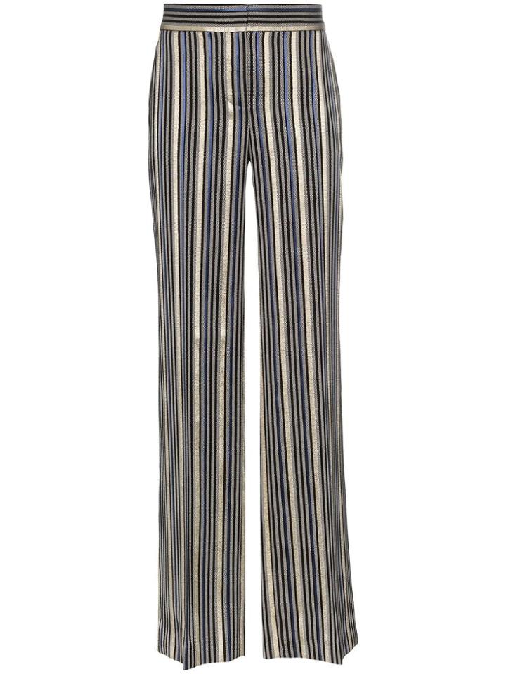 Peter Pilotto Lurex Striped Silk Tailored Trousers - Metallic