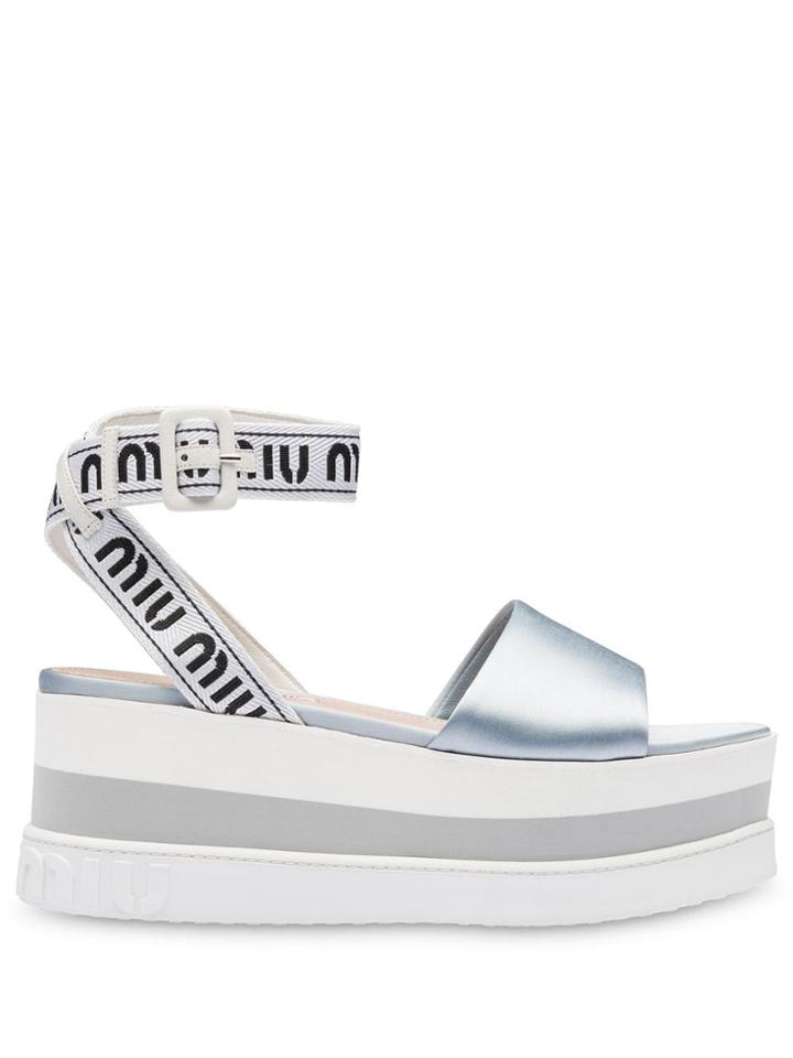 Miu Miu Satin Sandals - Grey