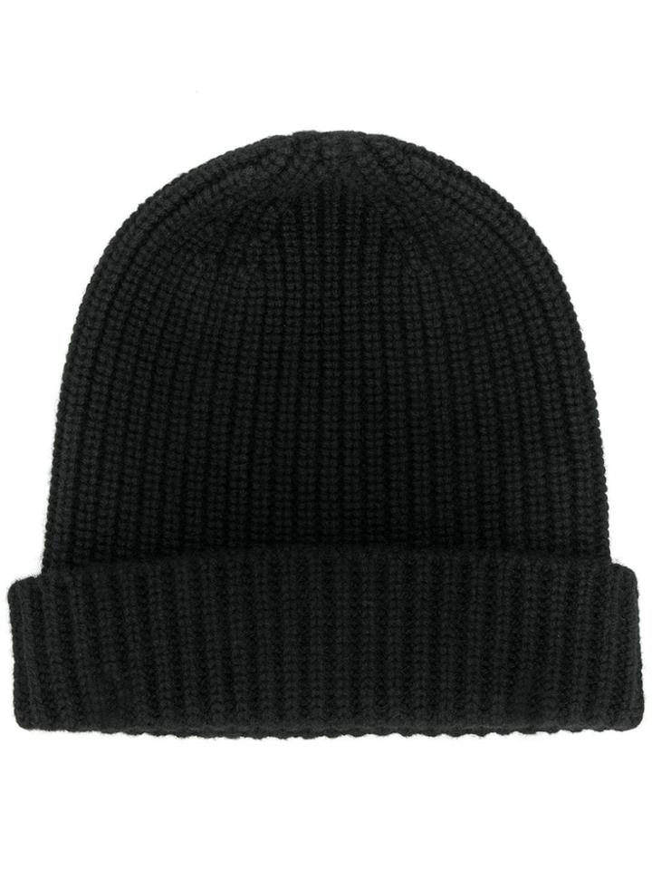 Cruciani Cashmere Ribbed-knit Hat - Black