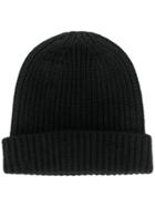 Cruciani Cashmere Ribbed-knit Hat - Black