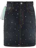 Miu Miu Embroidered Denim Skirt - Blue