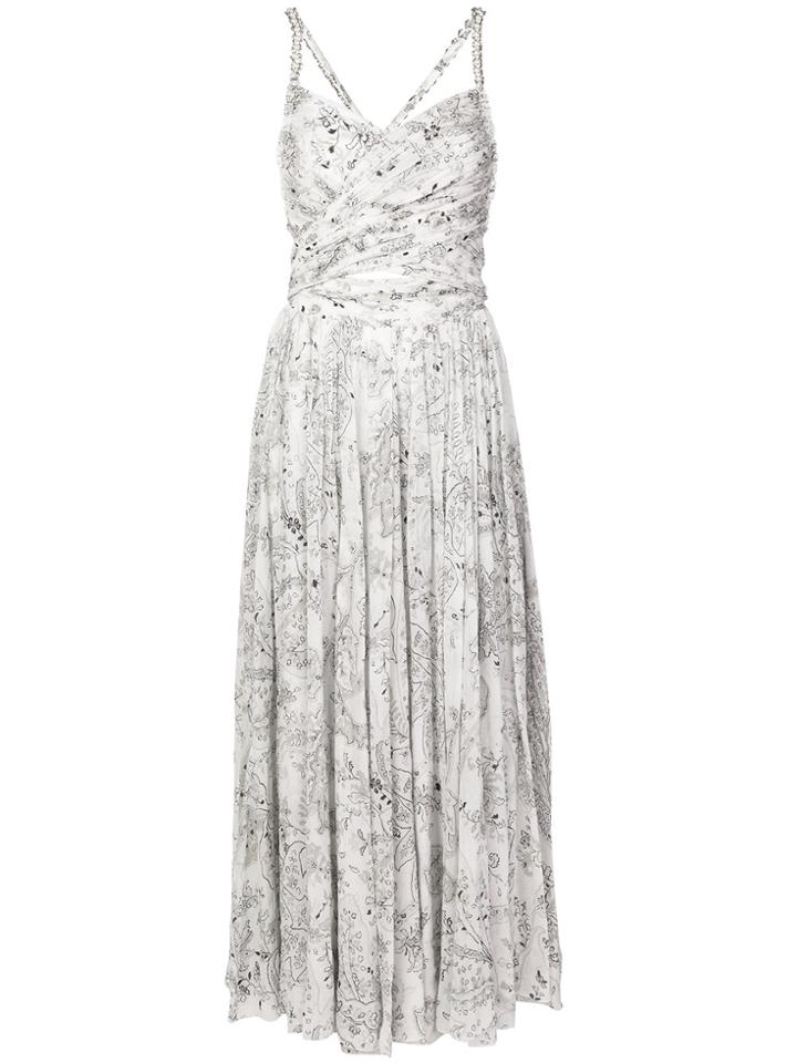 Etro Cross-over Front Floral Dress - White