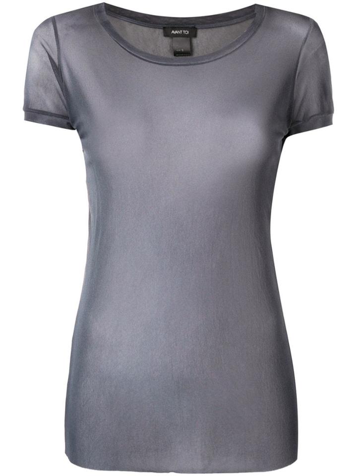 Avant Toi Round-neck Tulle T-shirt - Grey