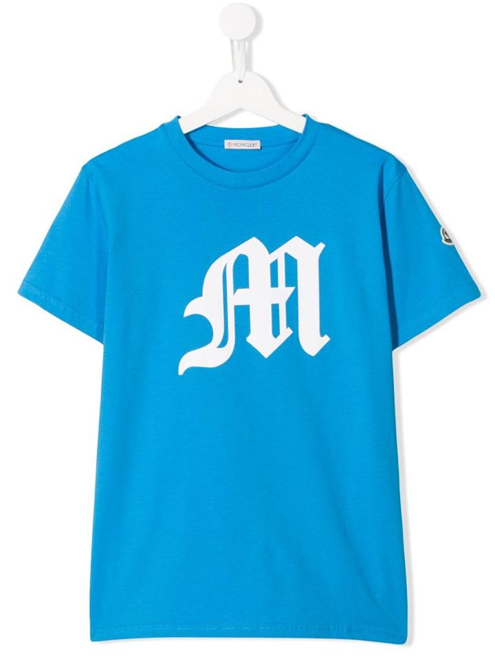Moncler Kids Teen Initial Logo T-shirt - Blue