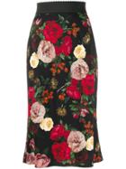 Dolce & Gabbana High Waisted Floral Skirt - Black