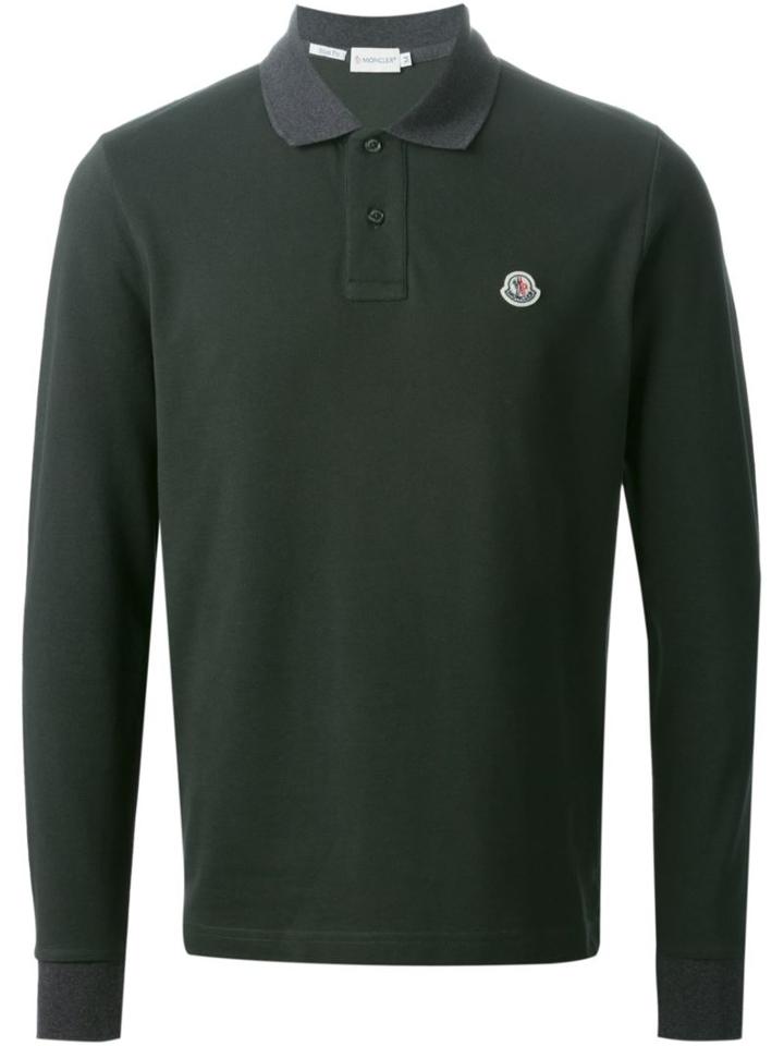 Moncler Long Sleeve Polo Shirt, Men's, Size: Xl, Green, Cotton