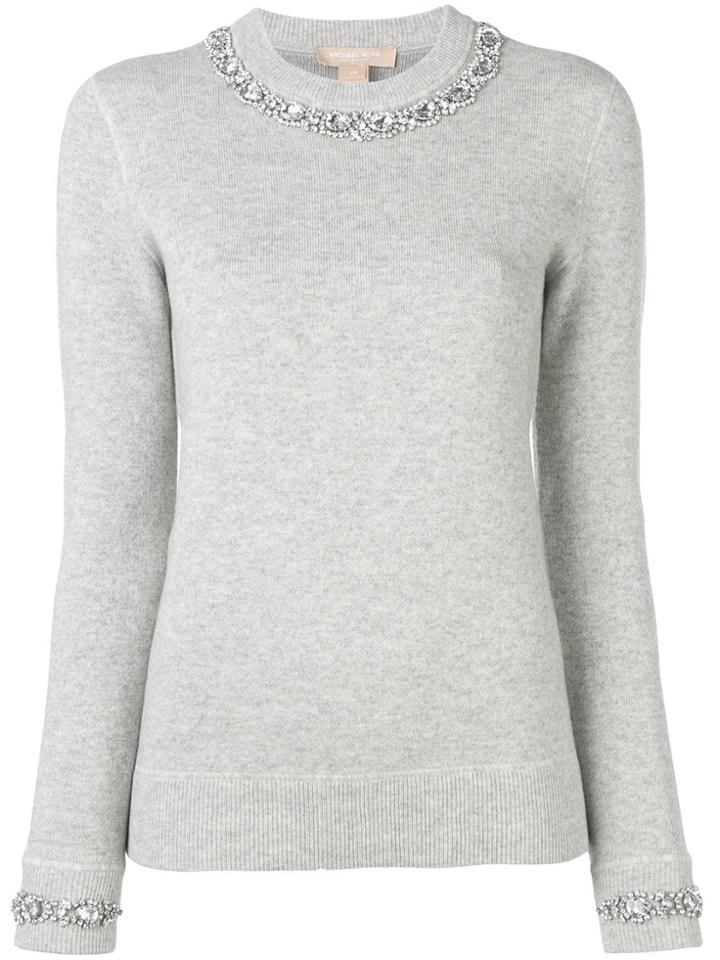 Michael Kors Collection Crew Neck Embellished Jumper - Grey