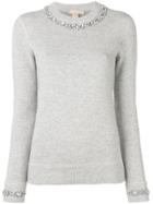 Michael Kors Collection Crew Neck Embellished Jumper - Grey