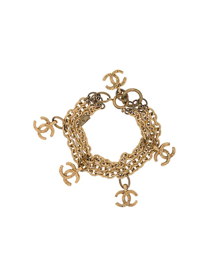 Chanel Vintage Cc 3 Chain Bracelet - Metallic