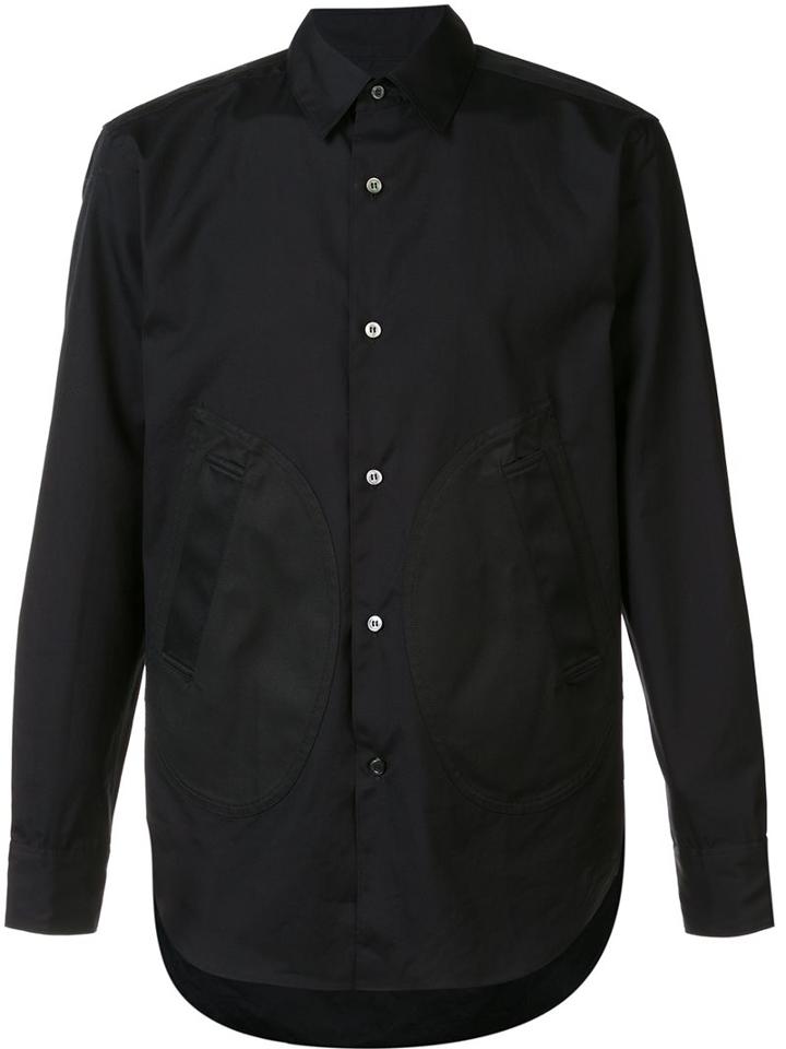 Ganryu Comme Des Garcons Plain Shirt, Men's, Size: Large, Black, Cotton