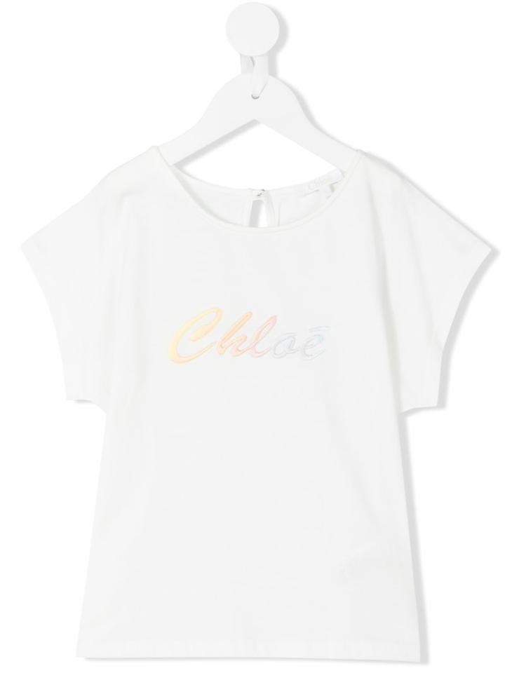 Chloé Kids - Embroidered Logo T-shirt - Kids - Cotton/modal - 5 Yrs, White
