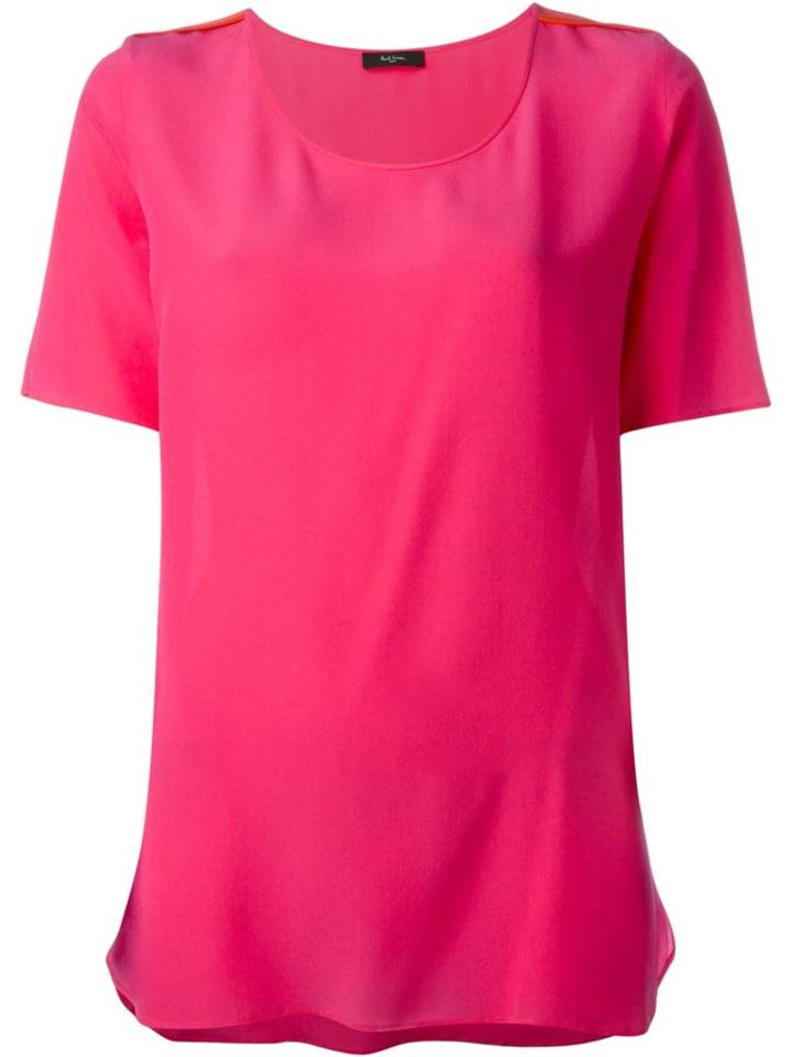 Paul Smith Black Label Round Neck Top, Women's, Size: 40, Pink/purple, Silk