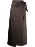 Nanushka Sarong Satin Wrap Skirt - Brown