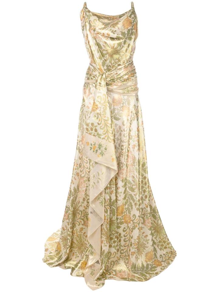 Oscar De La Renta Wrap-around Satin Gown - Green