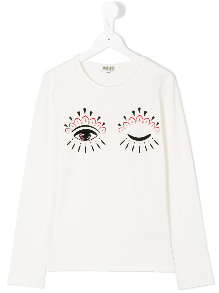 Kenzo Kids - Winking Eye Print T-shirt - Kids - Cotton/spandex/elastane - 16 Yrs, Nude/neutrals
