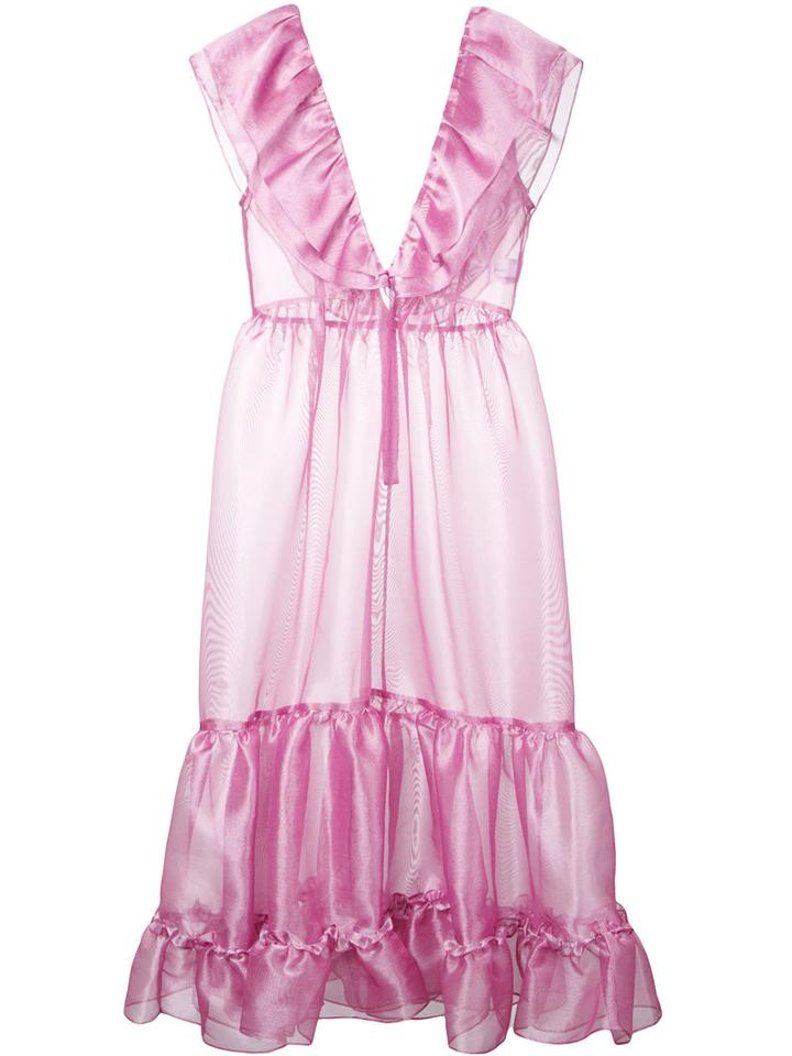 Fleamadonna - Ruffled Sheer Dress - Women - Nylon/polyester - M, Women's, Pink/purple, Nylon/polyester