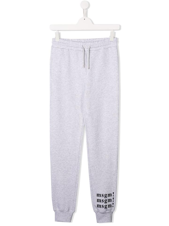 Msgm Kids Logo Sweatpants - Grey
