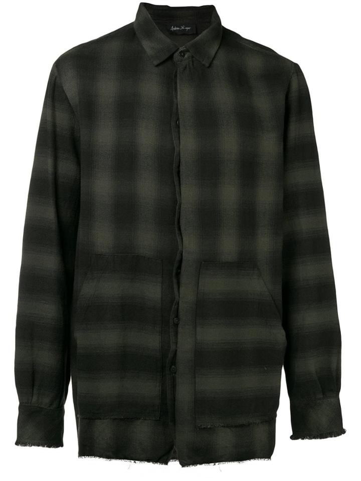 Andrea Ya'aqov Raw Hem Checked Shirt - Green