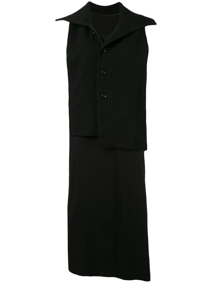 Y's Button Down Shift Dress - Black