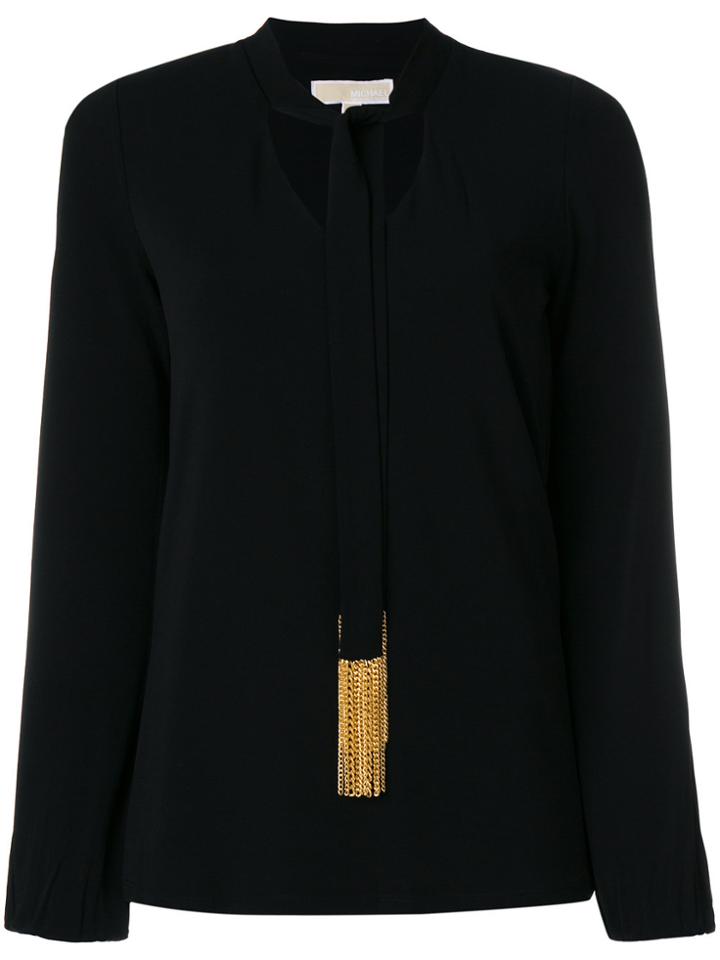 Michael Michael Kors Embellished Tie-neck Blouse - Black