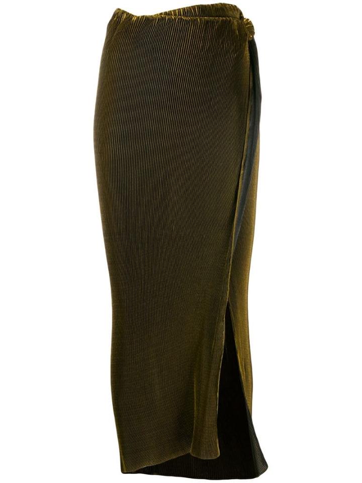 Romeo Gigli Pre-owned 1996 Side Slit Maxi Skirt - Gold
