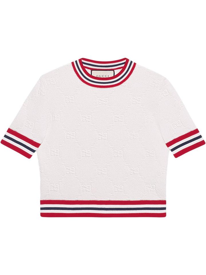 Gucci Gg Wool Silk Top - White