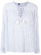 Woolrich Striped Tassel-tie Blouse, Women's, Size: Xs, White, Cotton