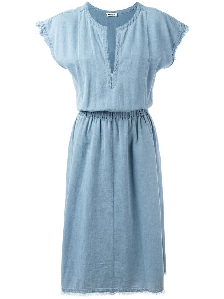 Masscob V-neck Denim Dress, Women's, Size: Medium, Blue, Cotton