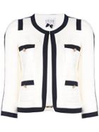Edward Achour Paris Contrasting Trim Tweed Jacket - White