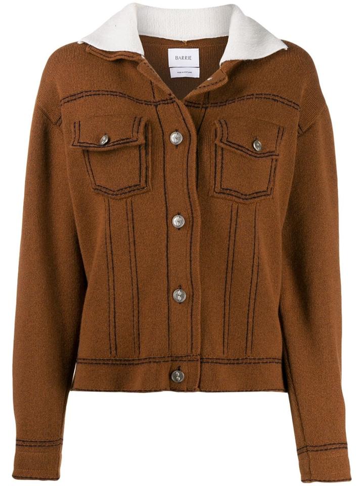 Barrie Sherpa Collar Knitted Jacket - Brown