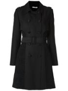 Martha Medeiros - Lace Inserts Trench Coat - Women - Linen/flax/viscose - 42, Black, Linen/flax/viscose