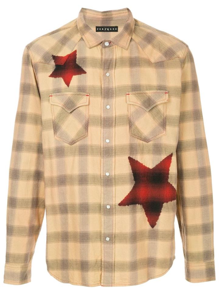 Roarguns Star Patch Checked Shirt - Orange