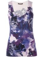 Roberto Cavalli Floral Print Knit Tank, Women's, Size: 40, Pink/purple, Silk/cashmere/wool