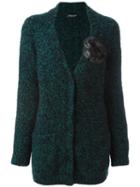 Twin-set Elbow Patch V-neck Cardigan, Women's, Size: Medium, Green, Polyamide/spandex/elastane/wool