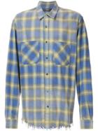 Amiri Frayed Faded Plaid Shirt - Blue