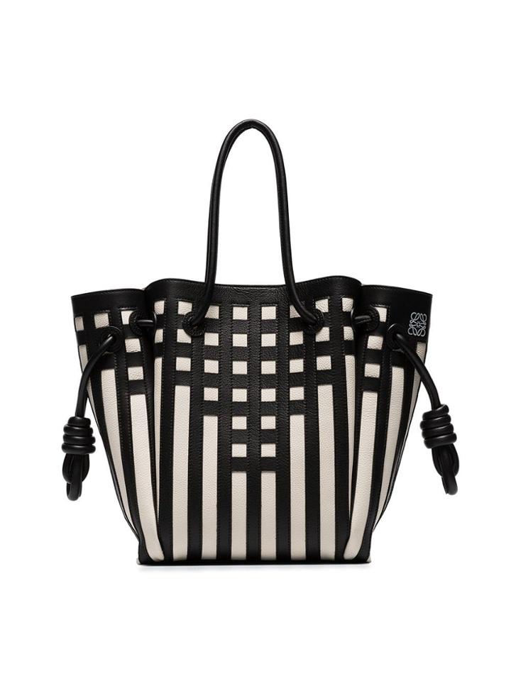 Loewe Black And White Flamenco Bicol Leather Tote Bag
